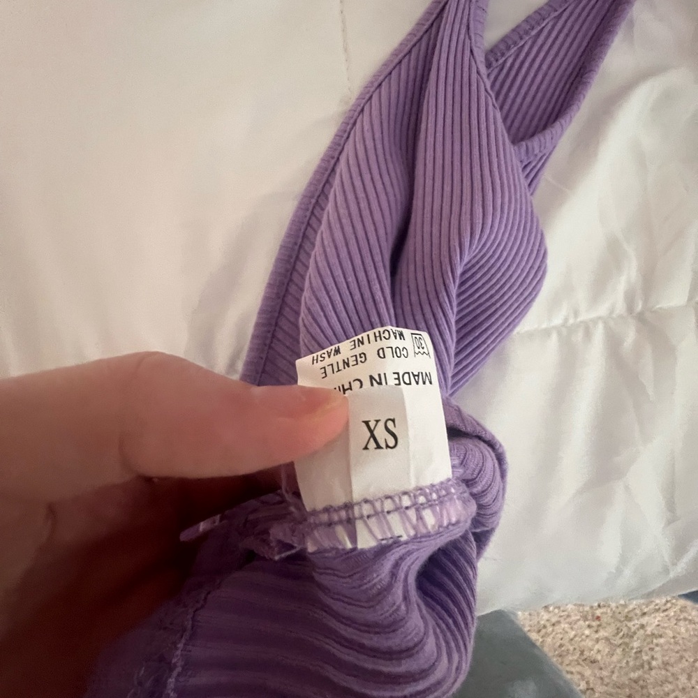 Purple One-Shoulder Ribbed Top - Picture 2 of 3
